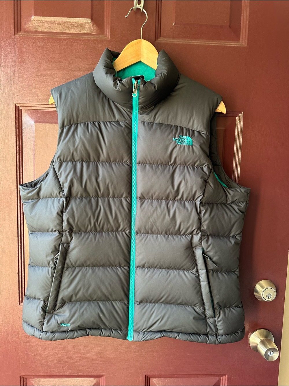 The North Face Nuptse 2 Women's XL 700 Fill Goose Down Puffer Vest Charcoal Teal